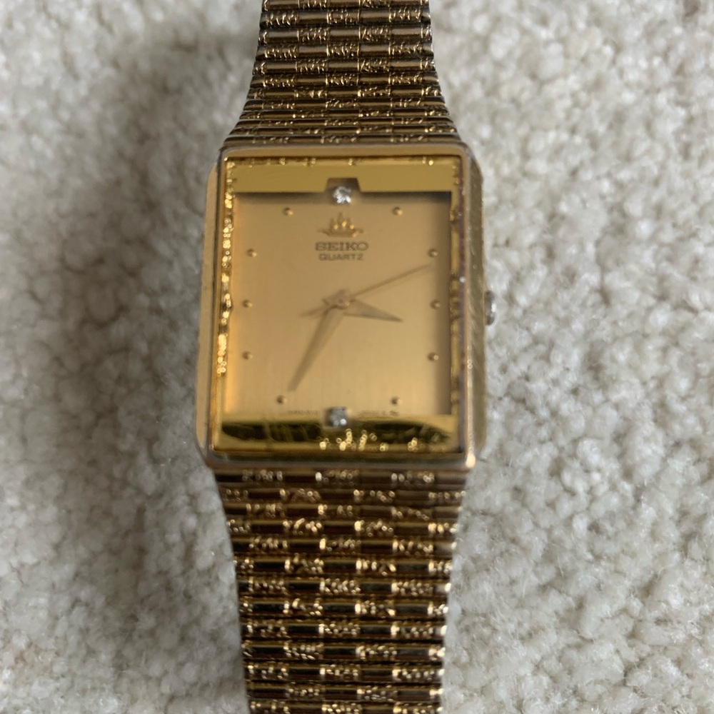 Rare vintage Seiko Galaxy slim gold plated diamond dial men’s quartz watch - Picture 1 of 8